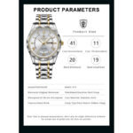 ساعت مچی عقربه‌ای کوارتز مردانه پوداگار مدل الماسی قفل پروانه ای ضد آب کد 003